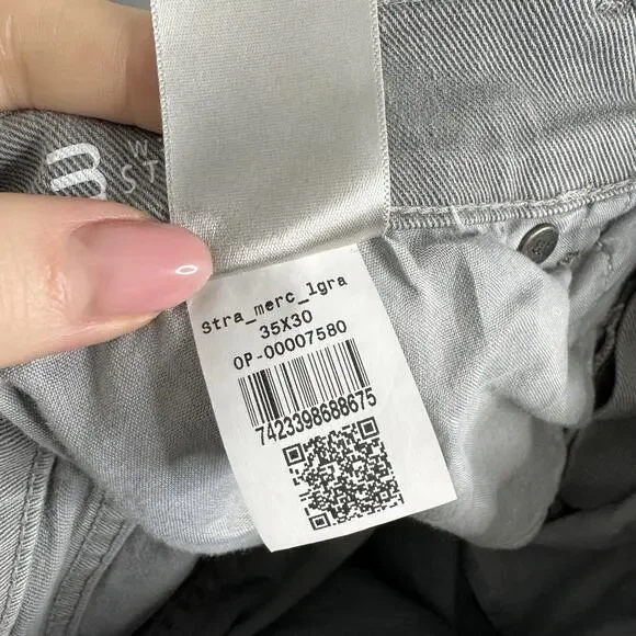 Mott & Bow Mercer Straight Leg Jeans Mens 35x30 Light Gray Stretch Twill Denim - Picture 12 of 12